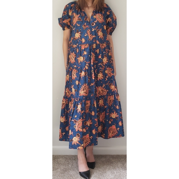 A.L.C. Tiered Paisley Floral Print Cotton Maxi Dress - Picture 5 of 15
